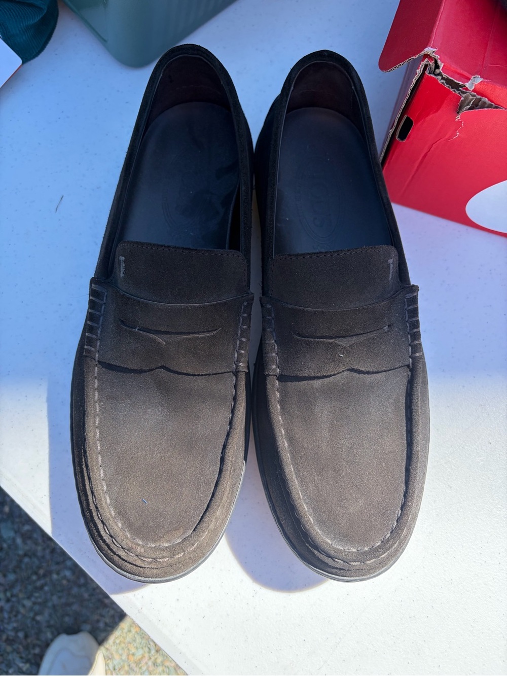 Tod's Black Suede Penny Loafers